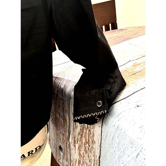 VINTAGE 100% Silk Black Embellished "Jean" Style Jacket by Kelly & Diane Size 10 - Picture 4 of 7